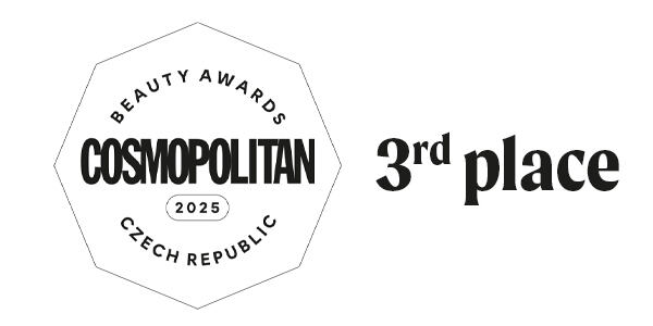 Medal with octagon frame with inscription Beauty Awards Cosmopolitan 2025 Czech Republic and Nominations